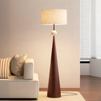 Contemporary Tapered Metal Floor Lamp Fabric Shade