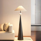 Contemporary Tapered Metal Floor Lamp Fabric Shade