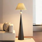 Contemporary Tapered Metal Floor Lamp Fabric Shade