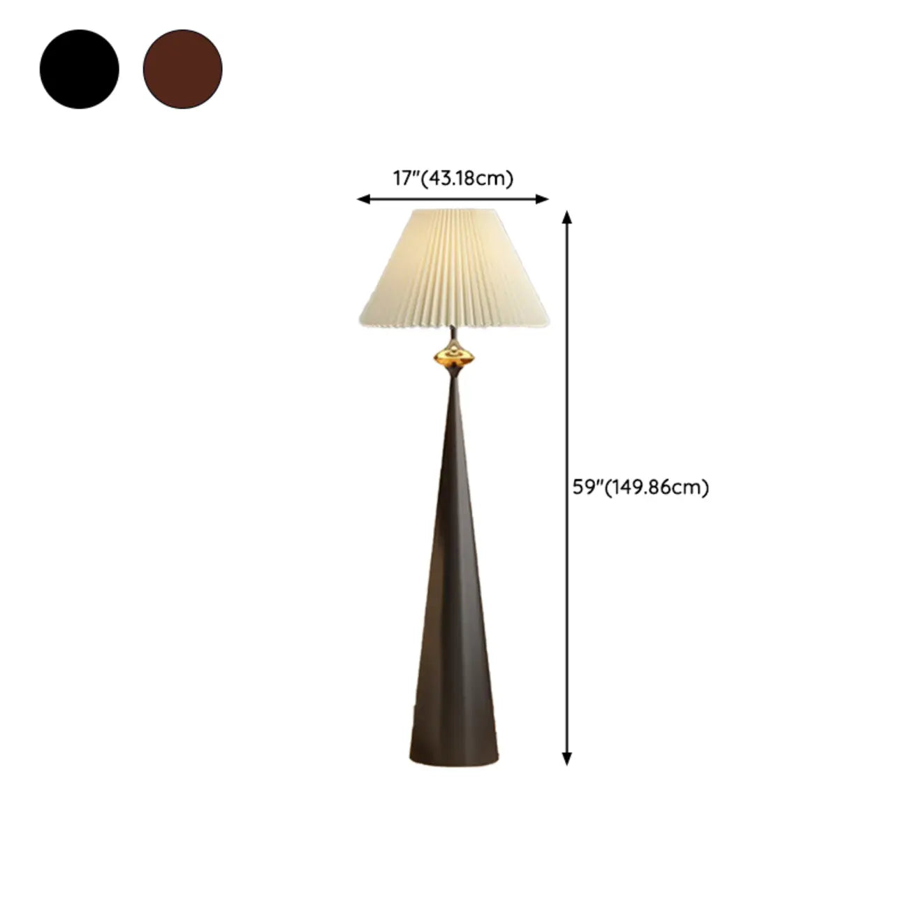 Contemporary Tapered Metal Floor Lamp Fabric Shade