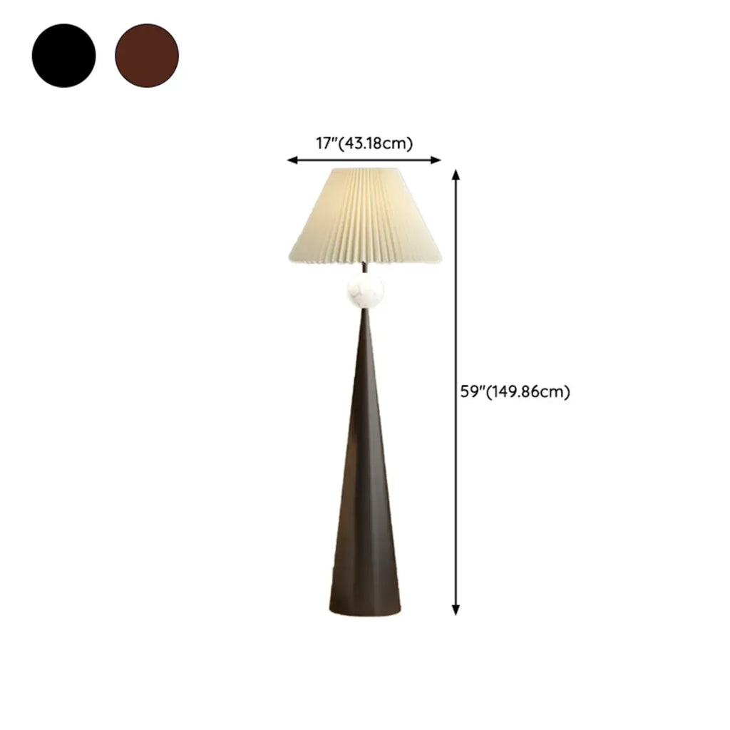 Contemporary Tapered Metal Floor Lamp Fabric Shade