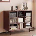 Mid Century Modern Oak Wood Closed Back Standing Bookcase