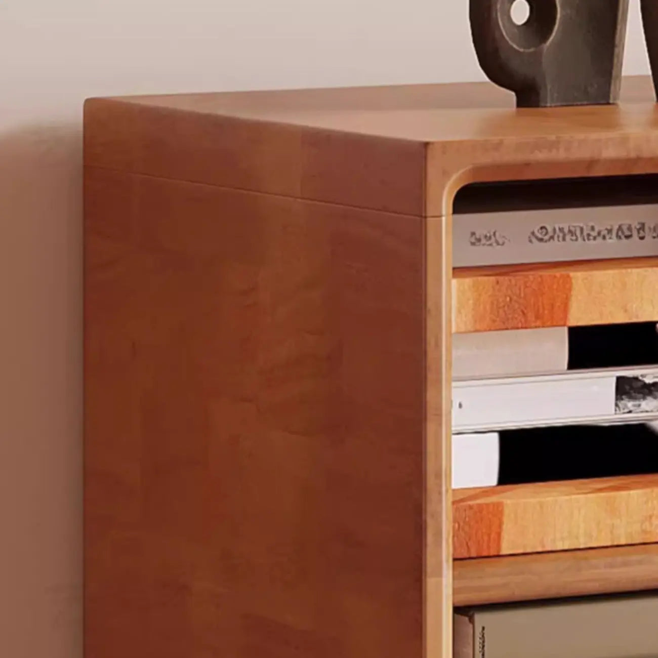 Mid Century Modern Oak Wood Closed Back Standing Bookcase