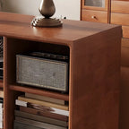 Mid Century Modern Oak Wood Closed Back Standing Bookcase