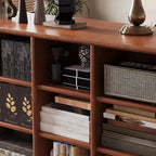 Mid Century Modern Oak Wood Closed Back Standing Bookcase
