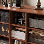 Mid Century Modern Oak Wood Closed Back Standing Bookcase