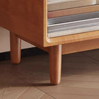 Mid Century Modern Oak Wood Closed Back Standing Bookcase