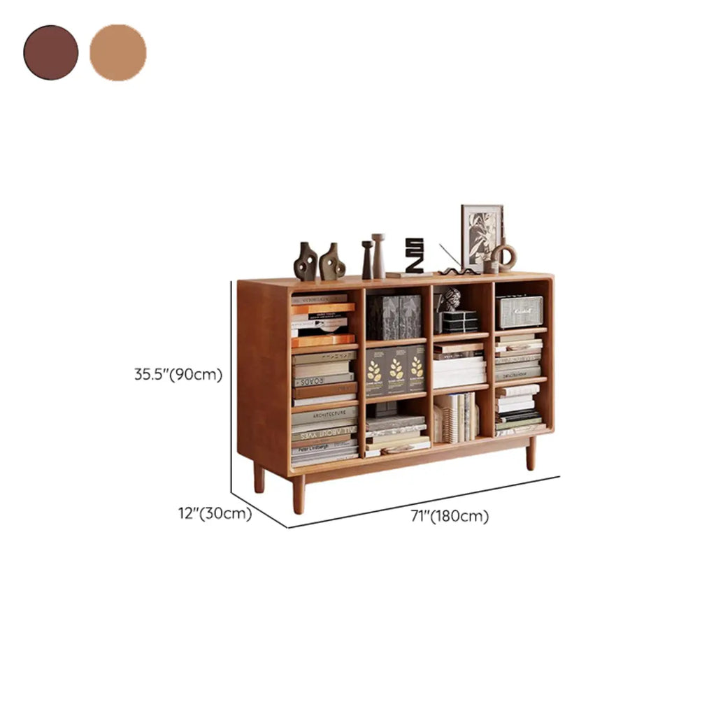 Mid Century Modern Oak Wood Closed Back Standing Bookcase