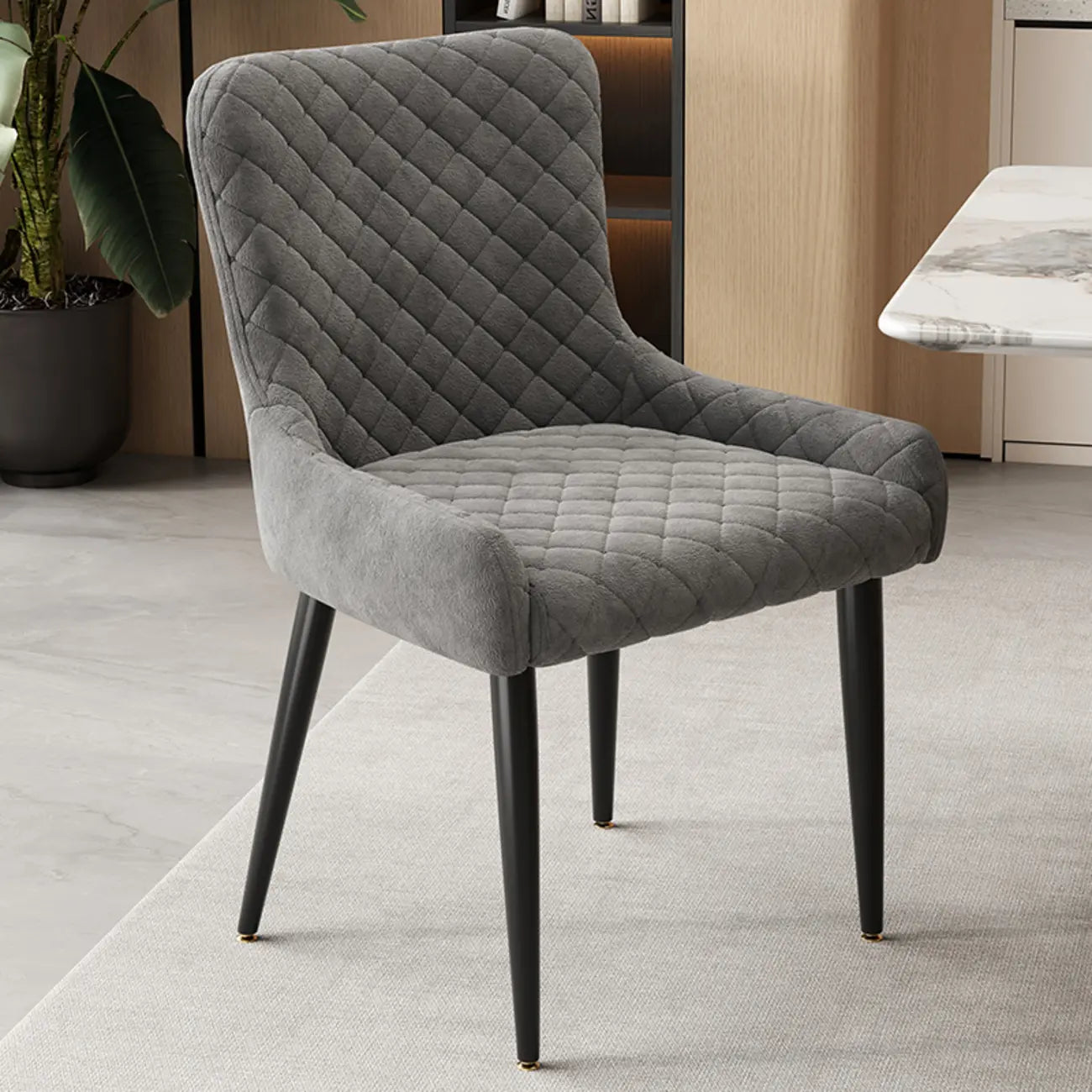 contemporary Upholstered Low Back Chenille Dining Chairs
