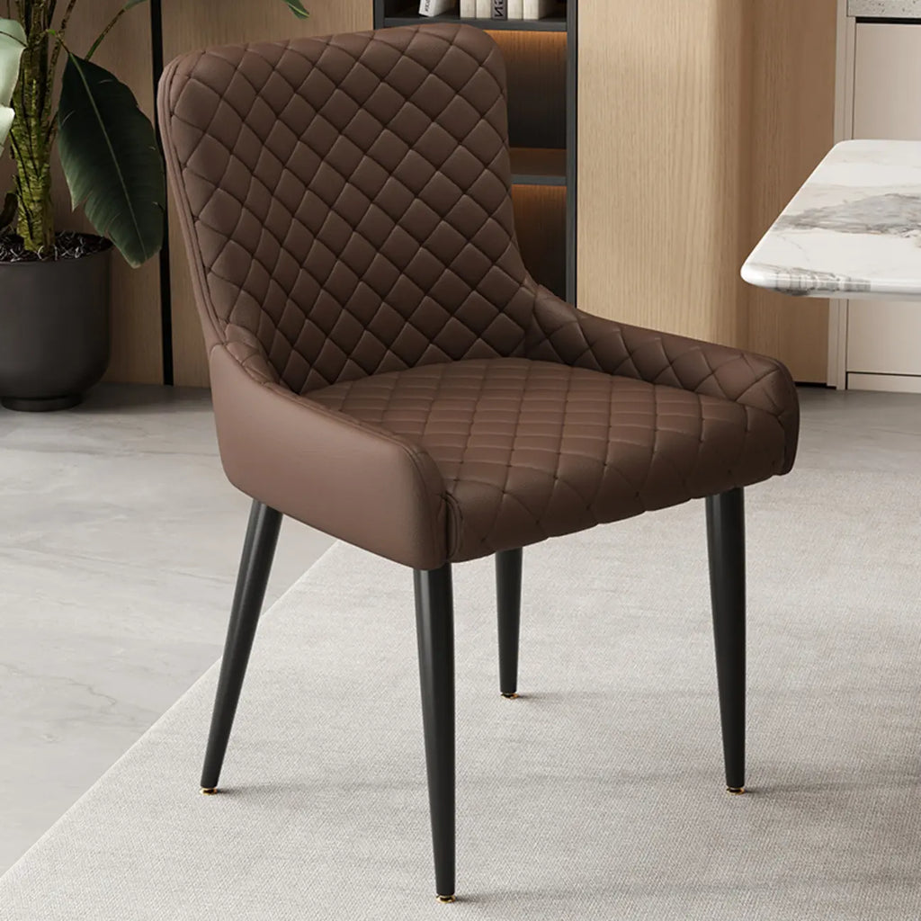 contemporary Upholstered Low Back Chenille Dining Chairs