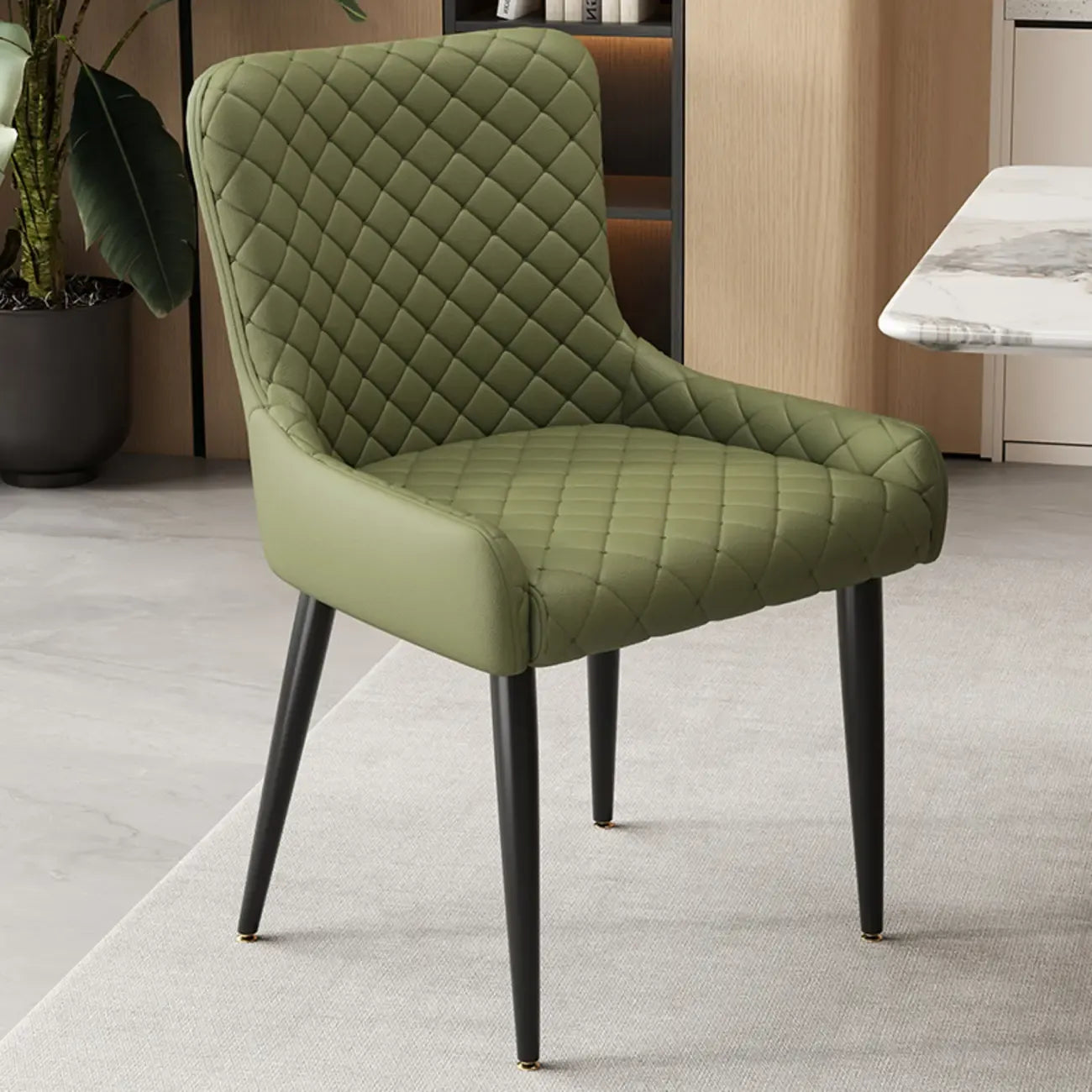 contemporary Upholstered Low Back Chenille Dining Chairs