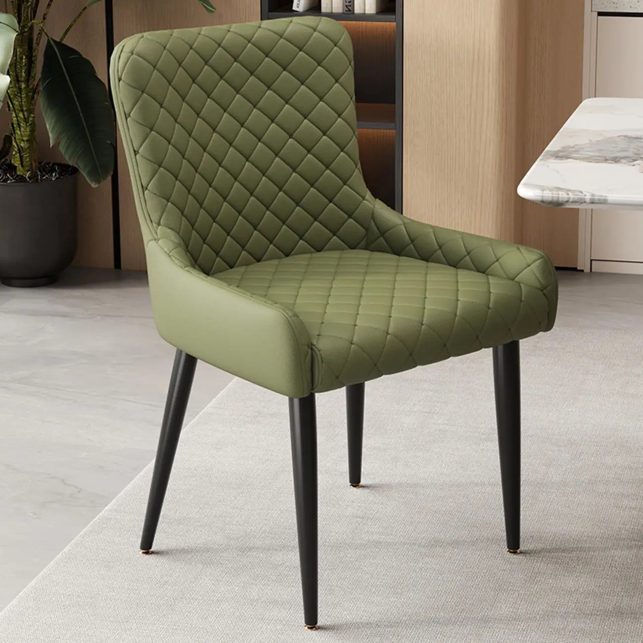 contemporary Upholstered Low Back Chenille Dining Chairs