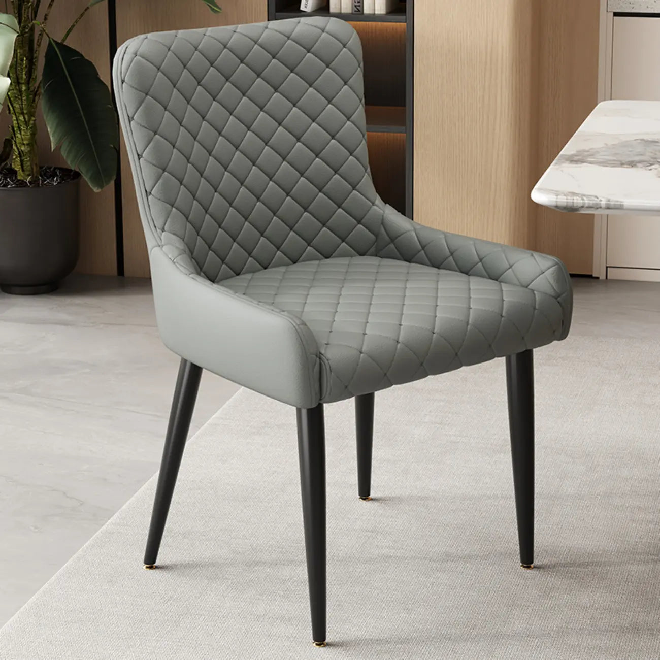 contemporary Upholstered Low Back Chenille Dining Chairs
