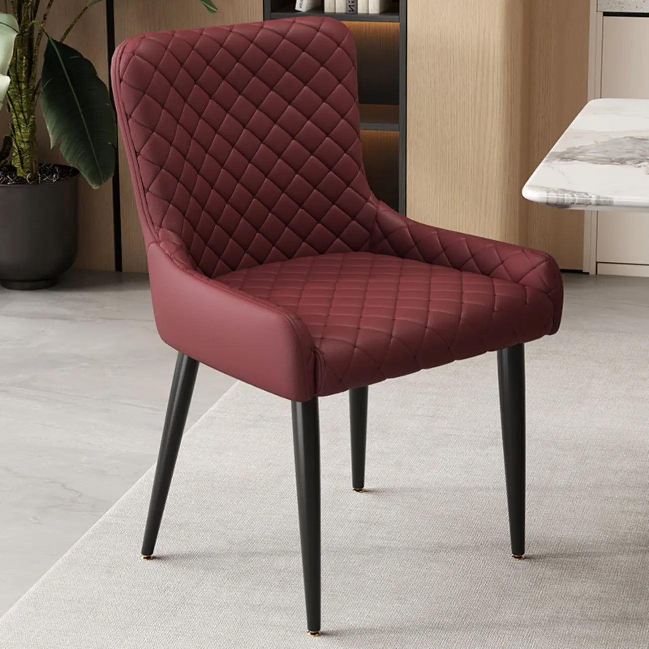 contemporary Upholstered Low Back Chenille Dining Chairs