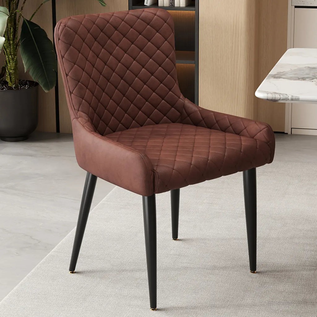 contemporary Upholstered Low Back Chenille Dining Chairs