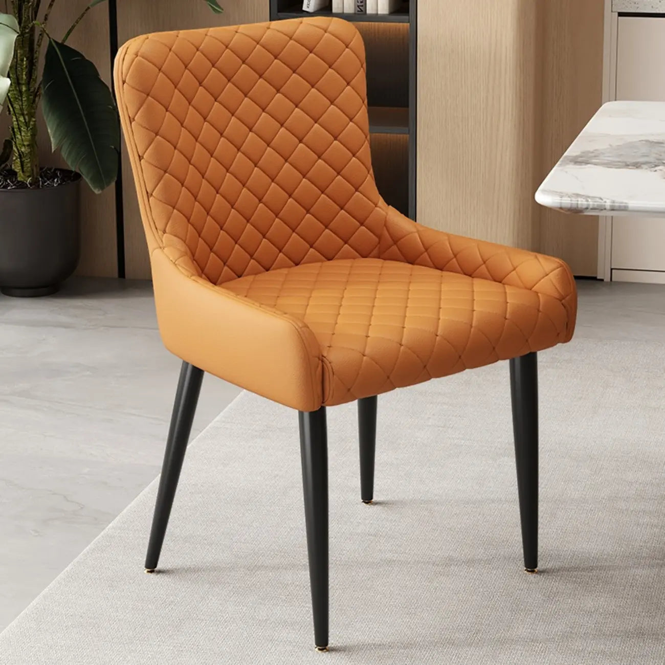 contemporary Upholstered Low Back Chenille Dining Chairs