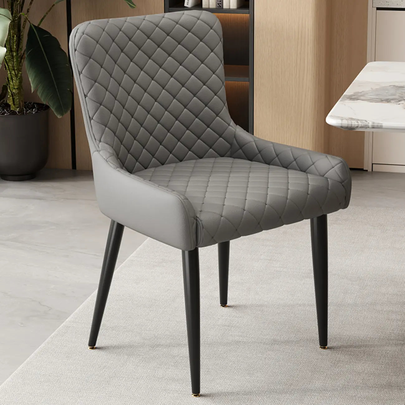 contemporary Upholstered Low Back Chenille Dining Chairs