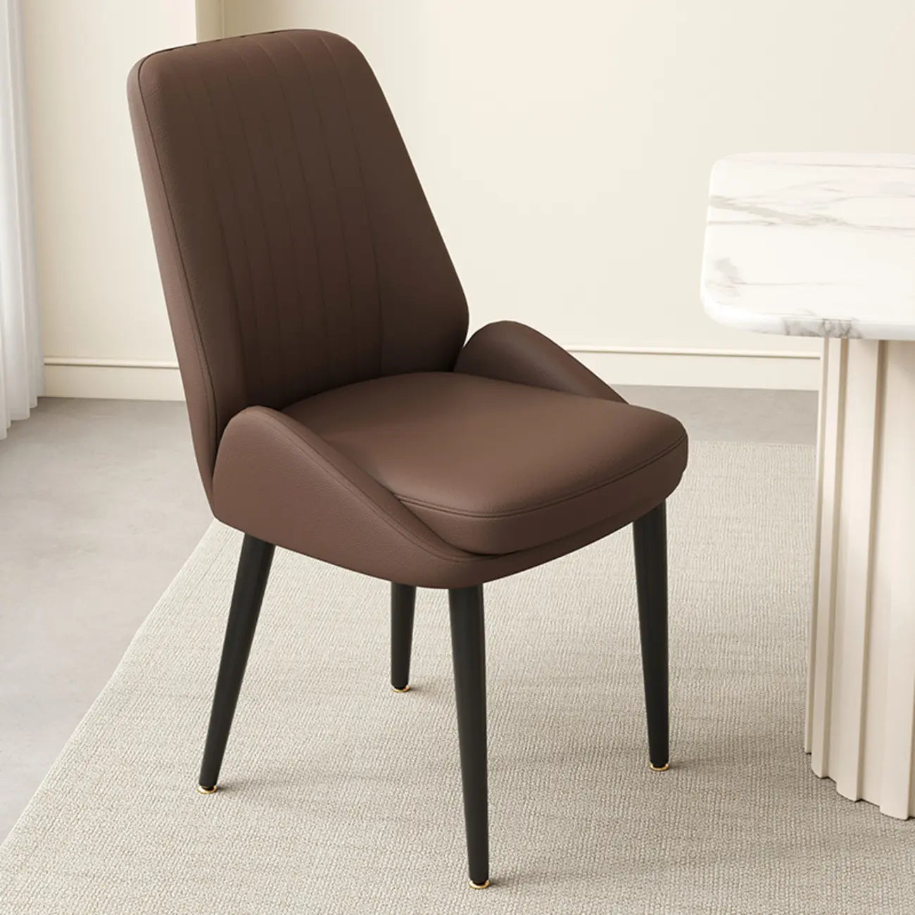 contemporary Upholstered Low Back Chenille Dining Chairs