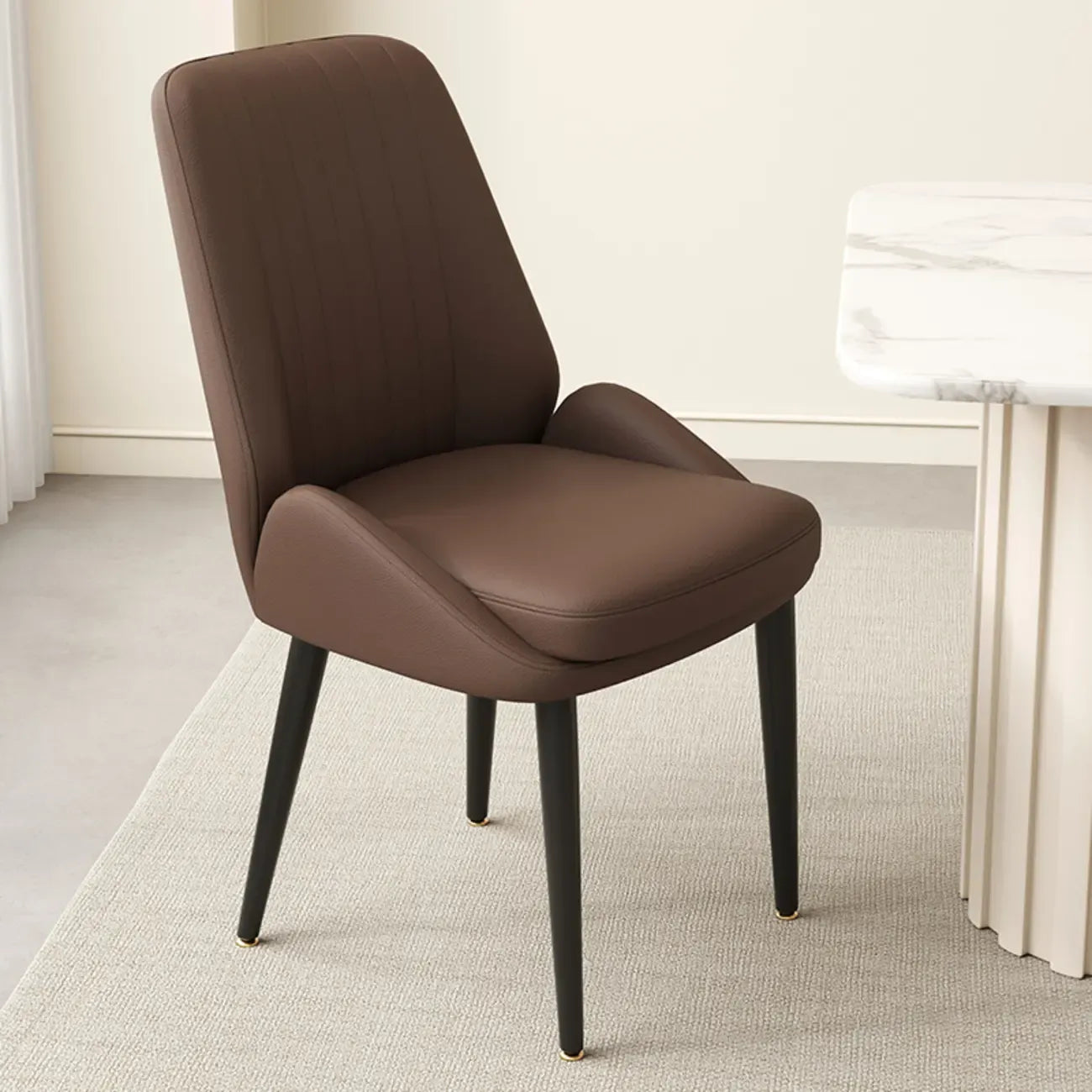contemporary Upholstered Low Back Chenille Dining Chairs