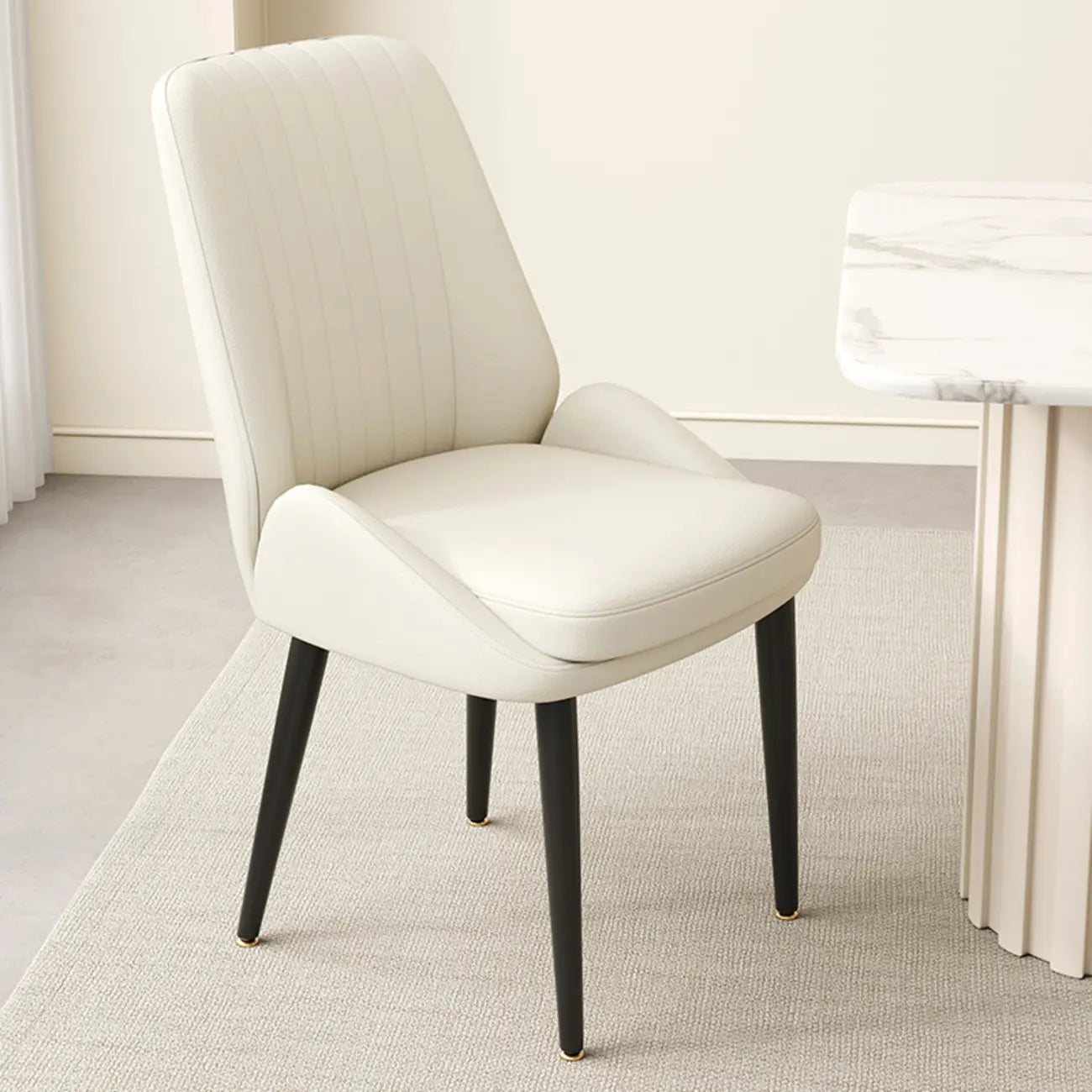 contemporary Upholstered Low Back Chenille Dining Chairs