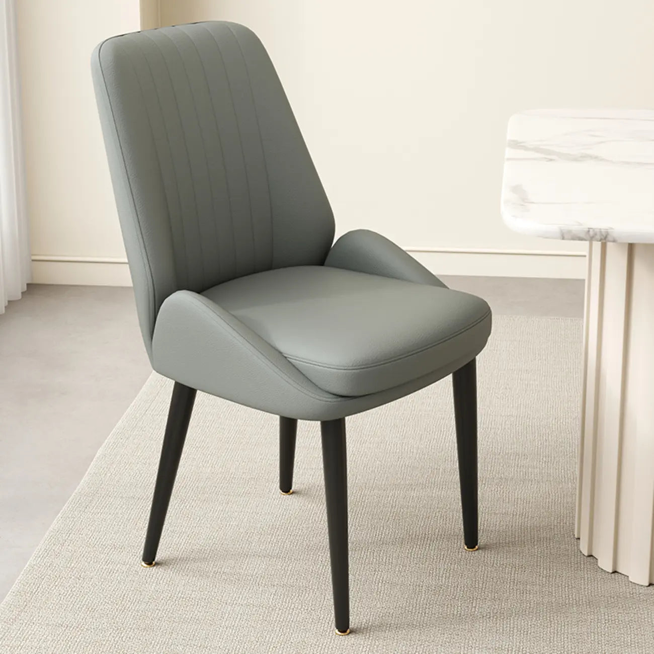 contemporary Upholstered Low Back Chenille Dining Chairs