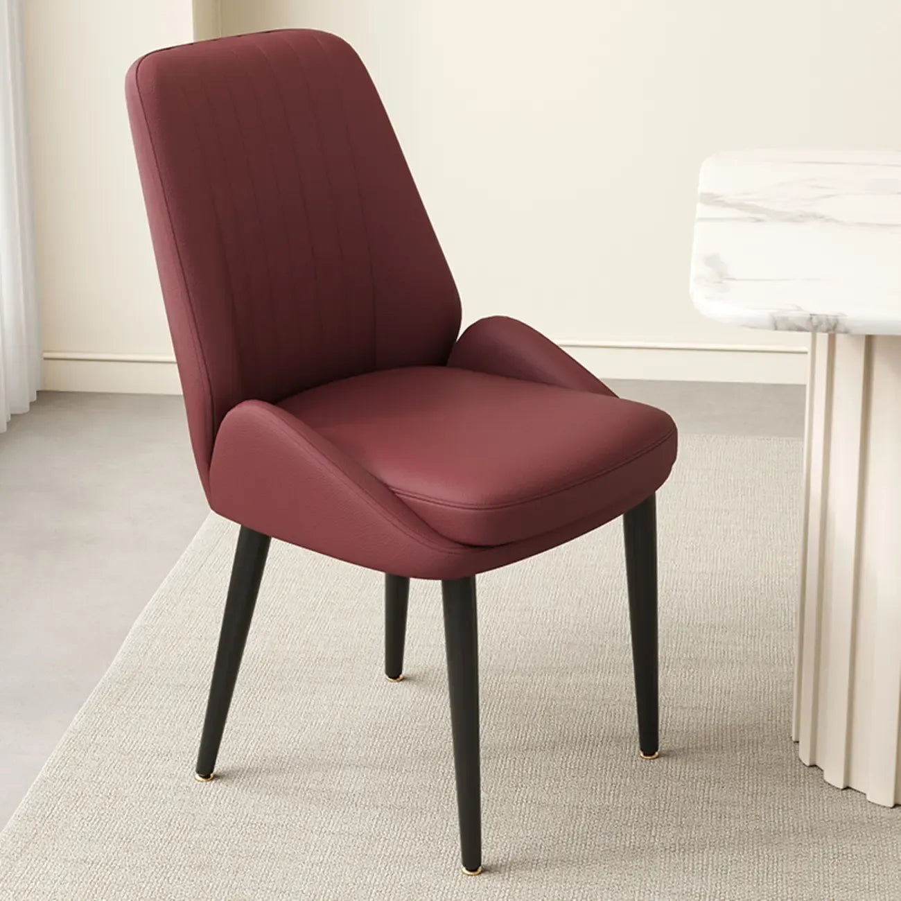 contemporary Upholstered Low Back Chenille Dining Chairs