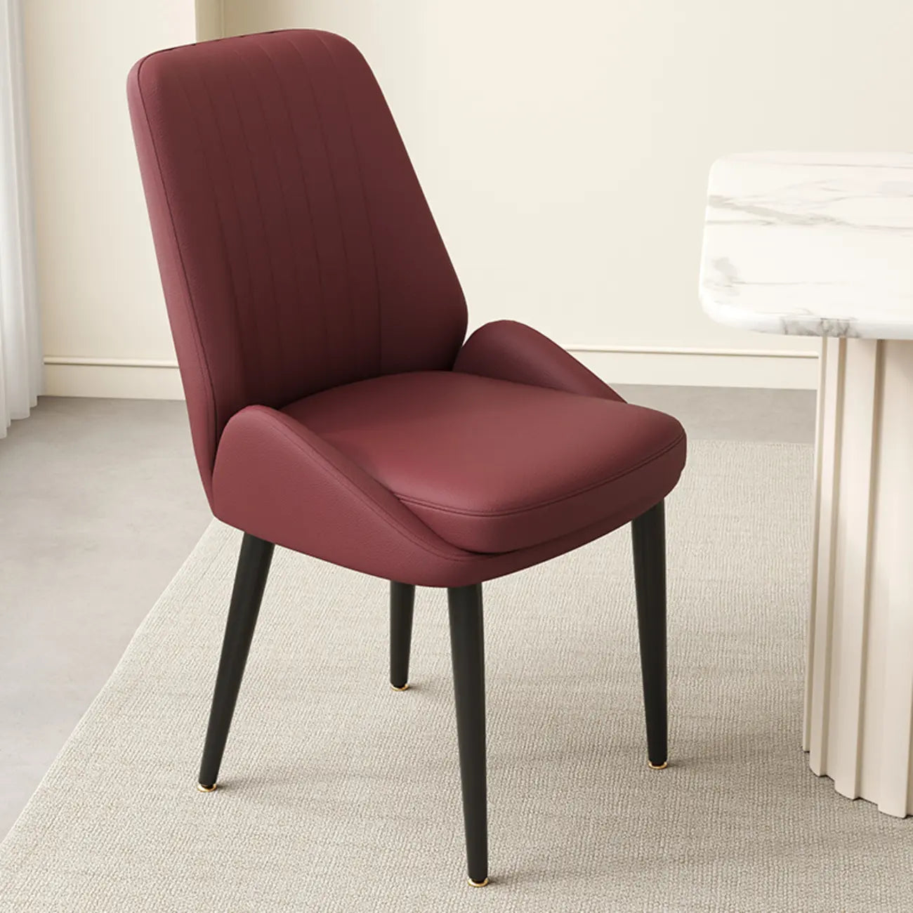 contemporary Upholstered Low Back Chenille Dining Chairs