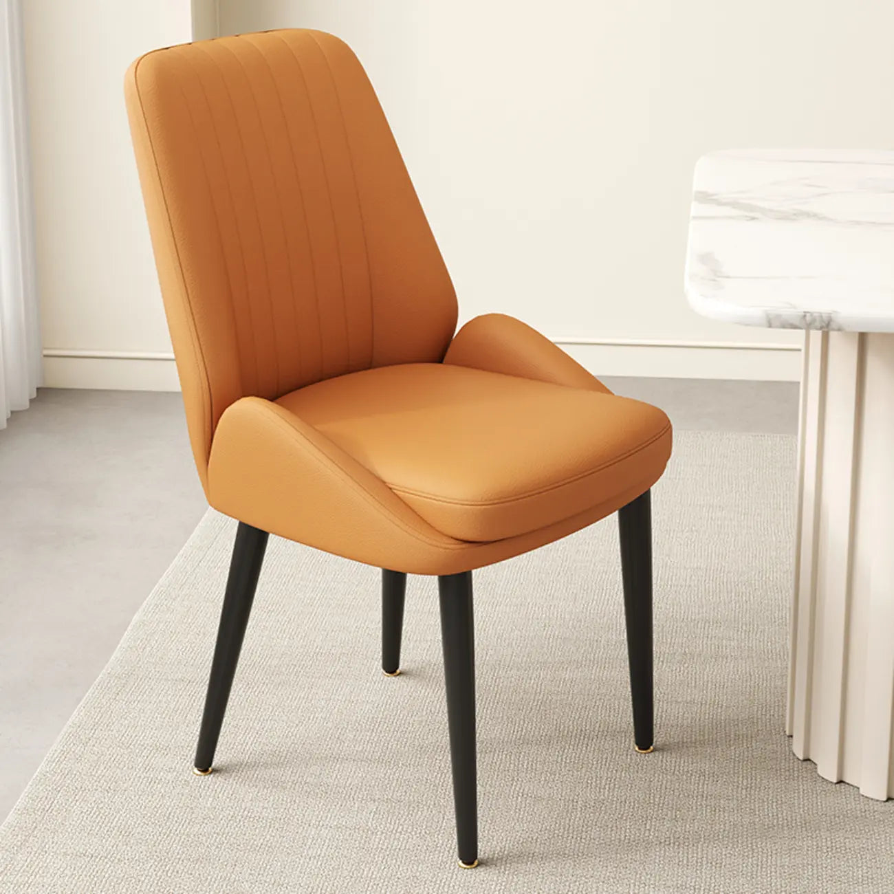 contemporary Upholstered Low Back Chenille Dining Chairs