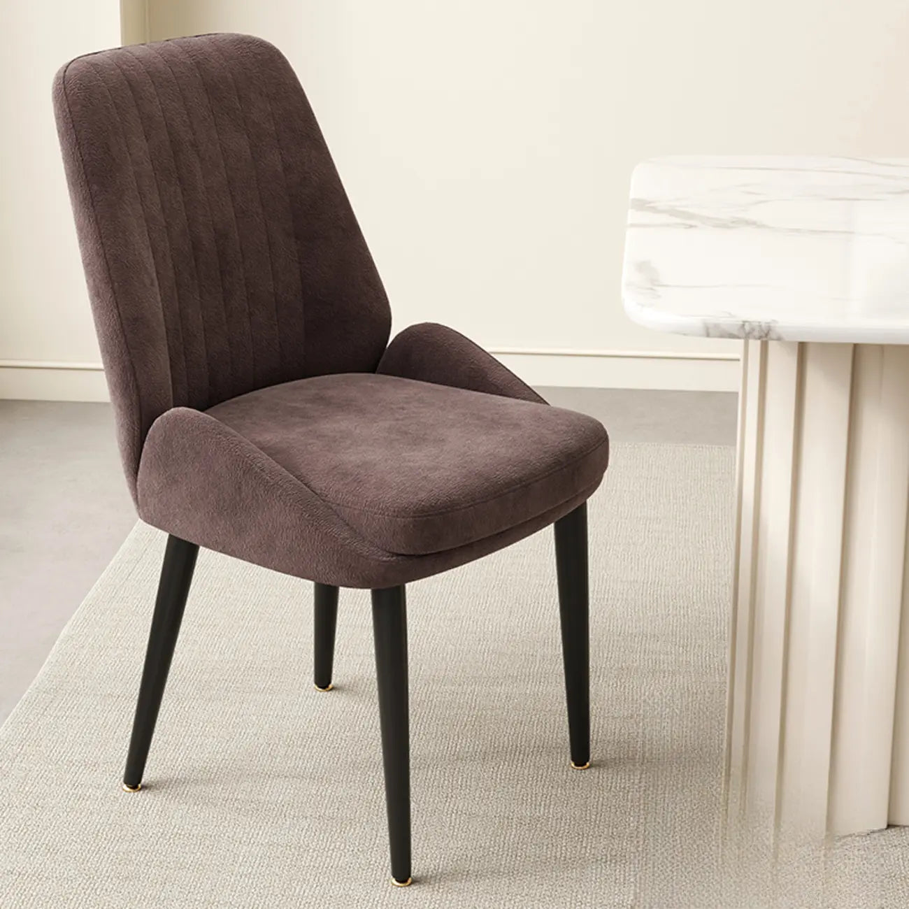 contemporary Upholstered Low Back Chenille Dining Chairs