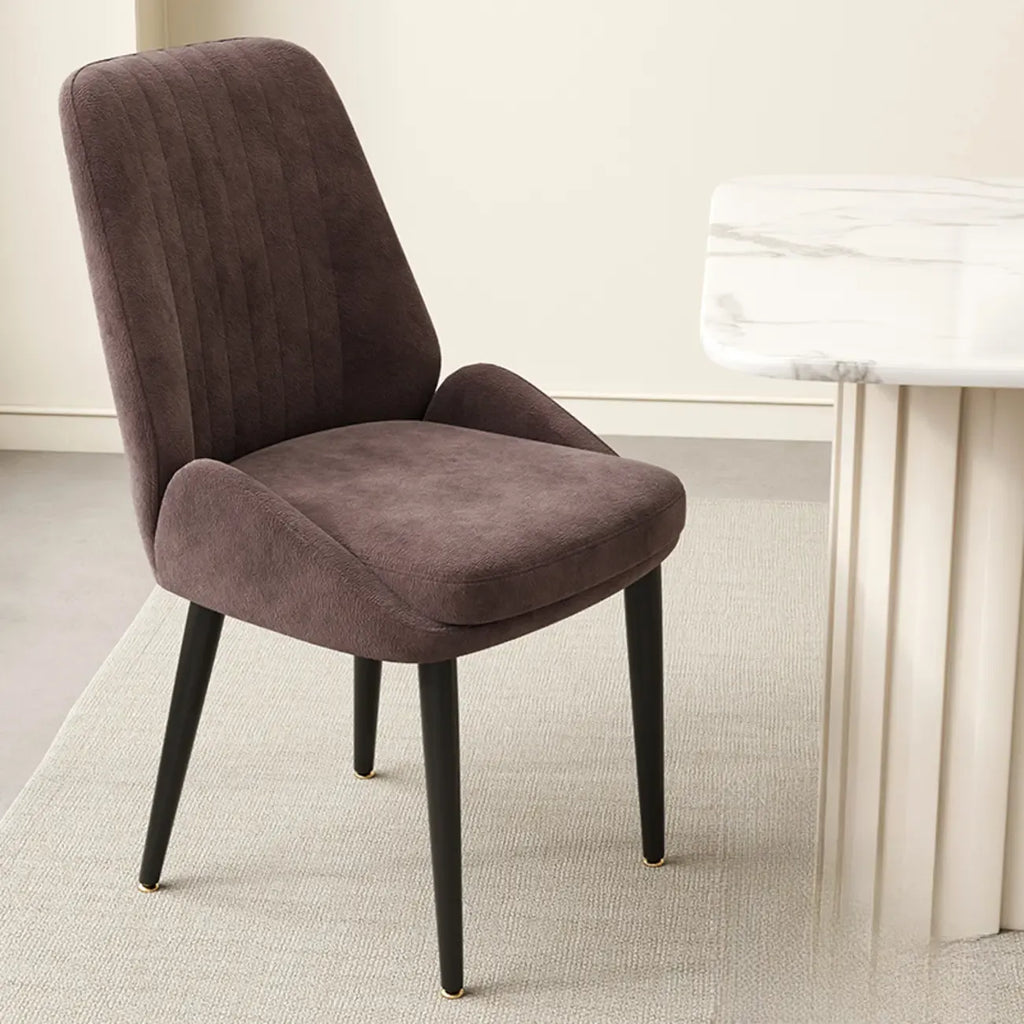 contemporary Upholstered Low Back Chenille Dining Chairs