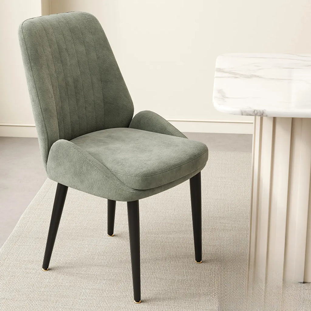 contemporary Upholstered Low Back Chenille Dining Chairs