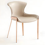 Glam Wingback Saddle Leather Dining Chairs Metal Legs
