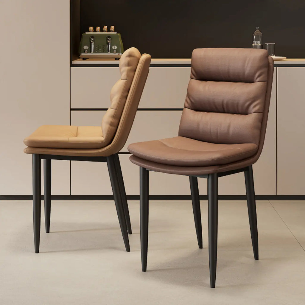 Modern Channel Tufting Upholstered Faux Leather Dining Chair