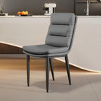 Modern Channel Tufting Upholstered Faux Leather Dining Chair