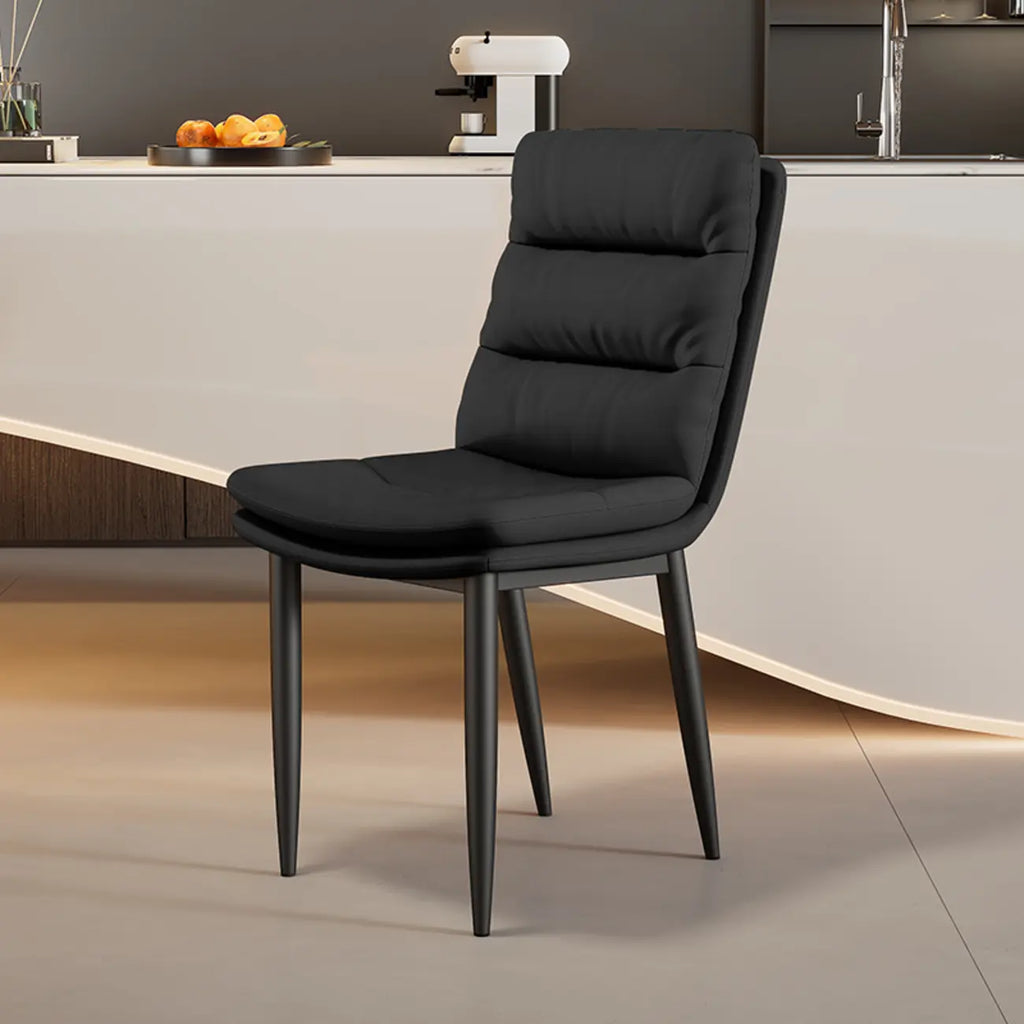 Modern Channel Tufting Upholstered Faux Leather Dining Chair