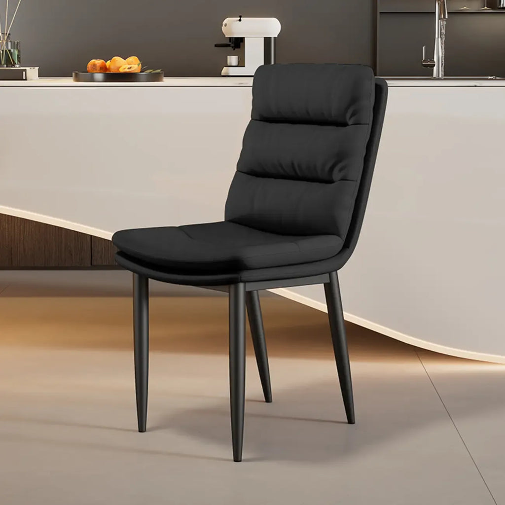 Modern Channel Tufting Upholstered Faux Leather Dining Chair