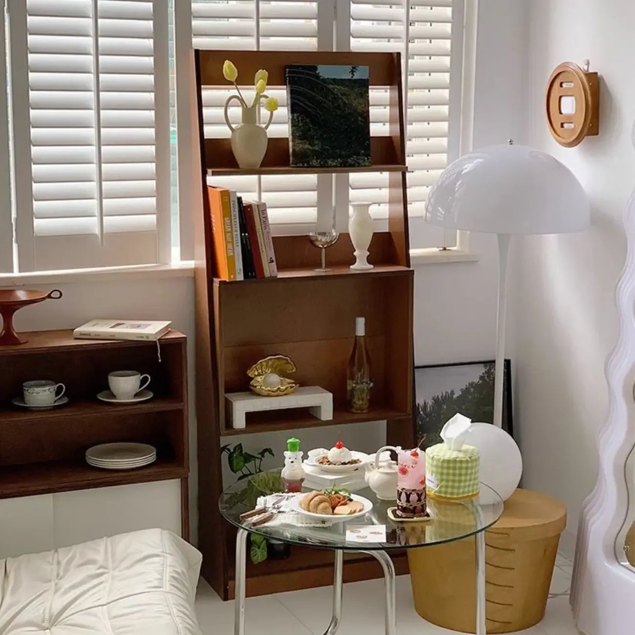 Elegant Vertical Wood Open Back Display Ladder Bookcase