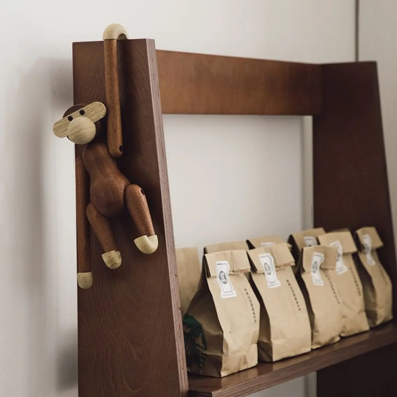 Elegant Vertical Wood Open Back Display Ladder Bookcase