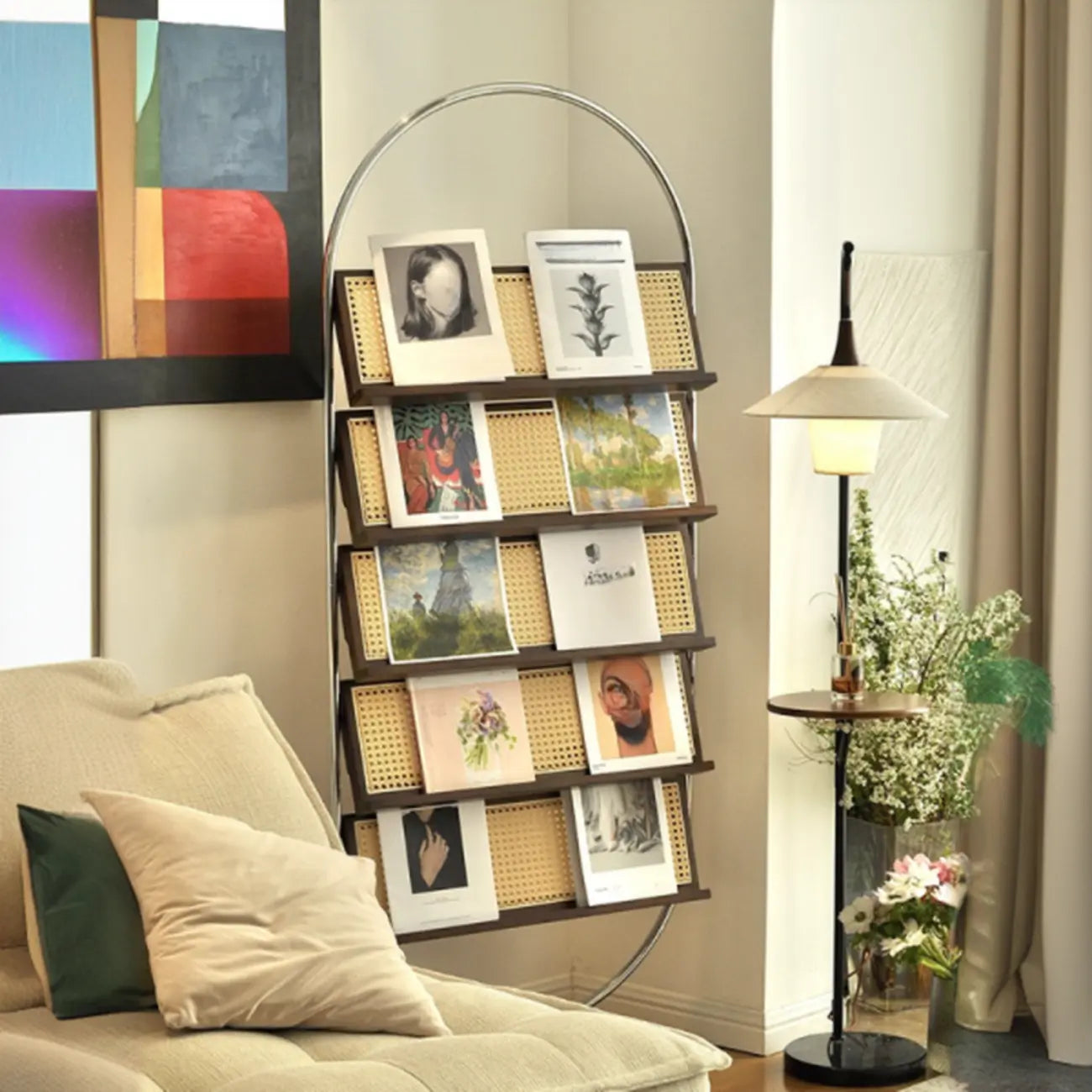 5-tier Modern Alloy Display Vertical Closed Back Bookcase