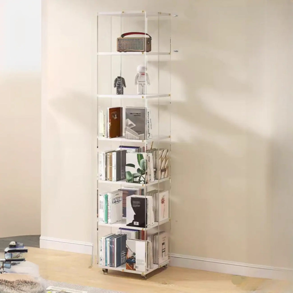 Vertical Lucite Open Back Etagere Narrow Bookshelves
