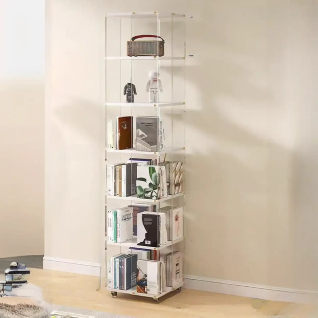 Vertical Lucite Open Back Etagere Narrow Bookshelves