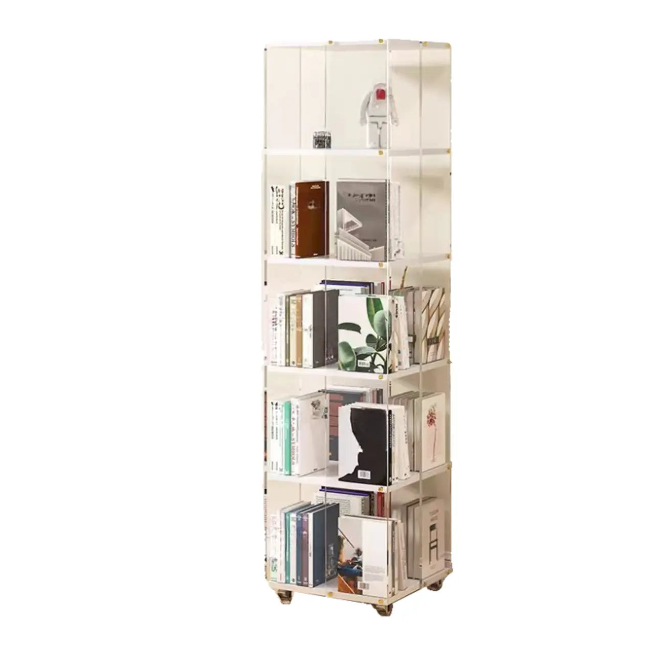 Vertical Lucite Open Back Etagere Narrow Bookshelves