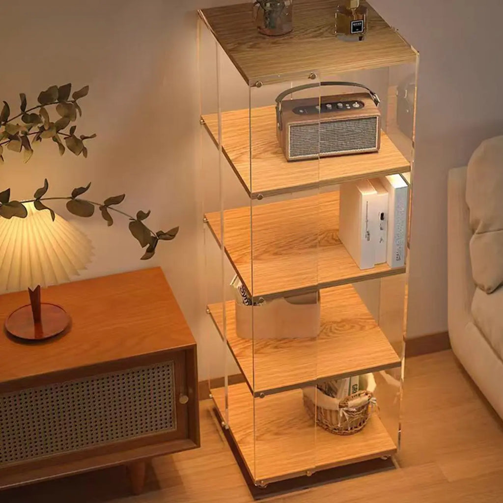 Vertical Lucite Open Back Etagere Narrow Bookshelves