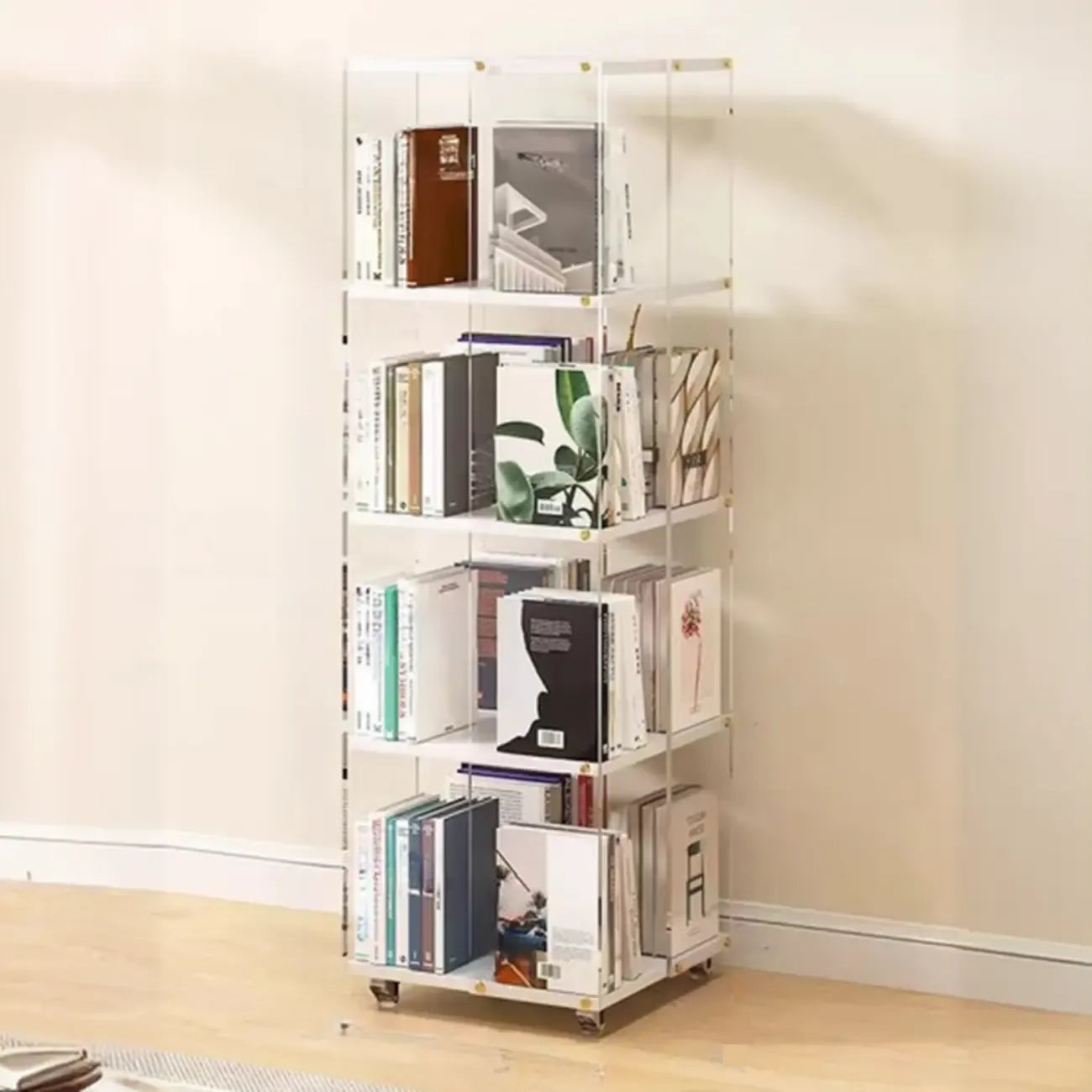 Vertical Lucite Open Back Etagere Narrow Bookshelves