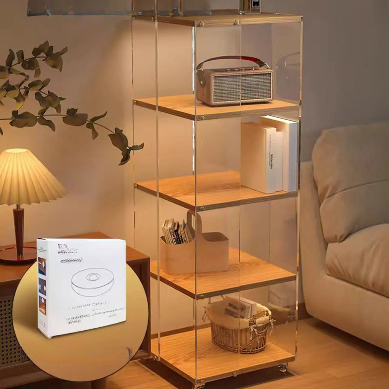 Vertical Lucite Open Back Etagere Narrow Bookshelves