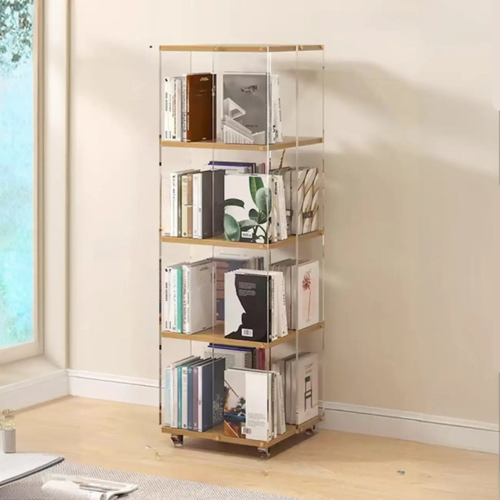 Vertical Lucite Open Back Etagere Narrow Bookshelves