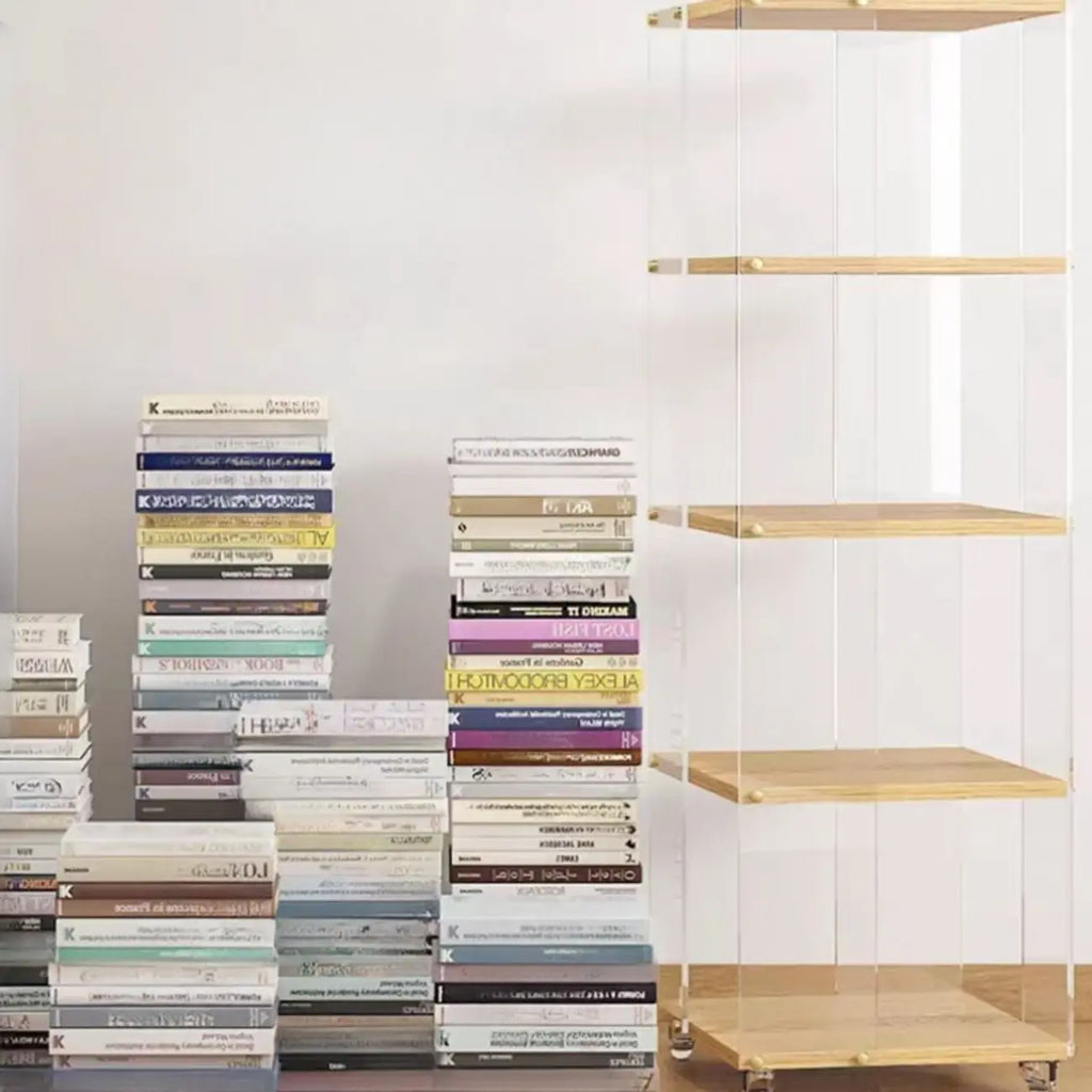Vertical Lucite Open Back Etagere Narrow Bookshelves