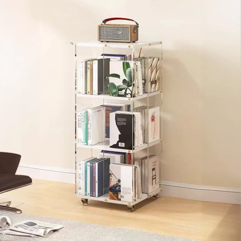 Vertical Lucite Open Back Etagere Narrow Bookshelves