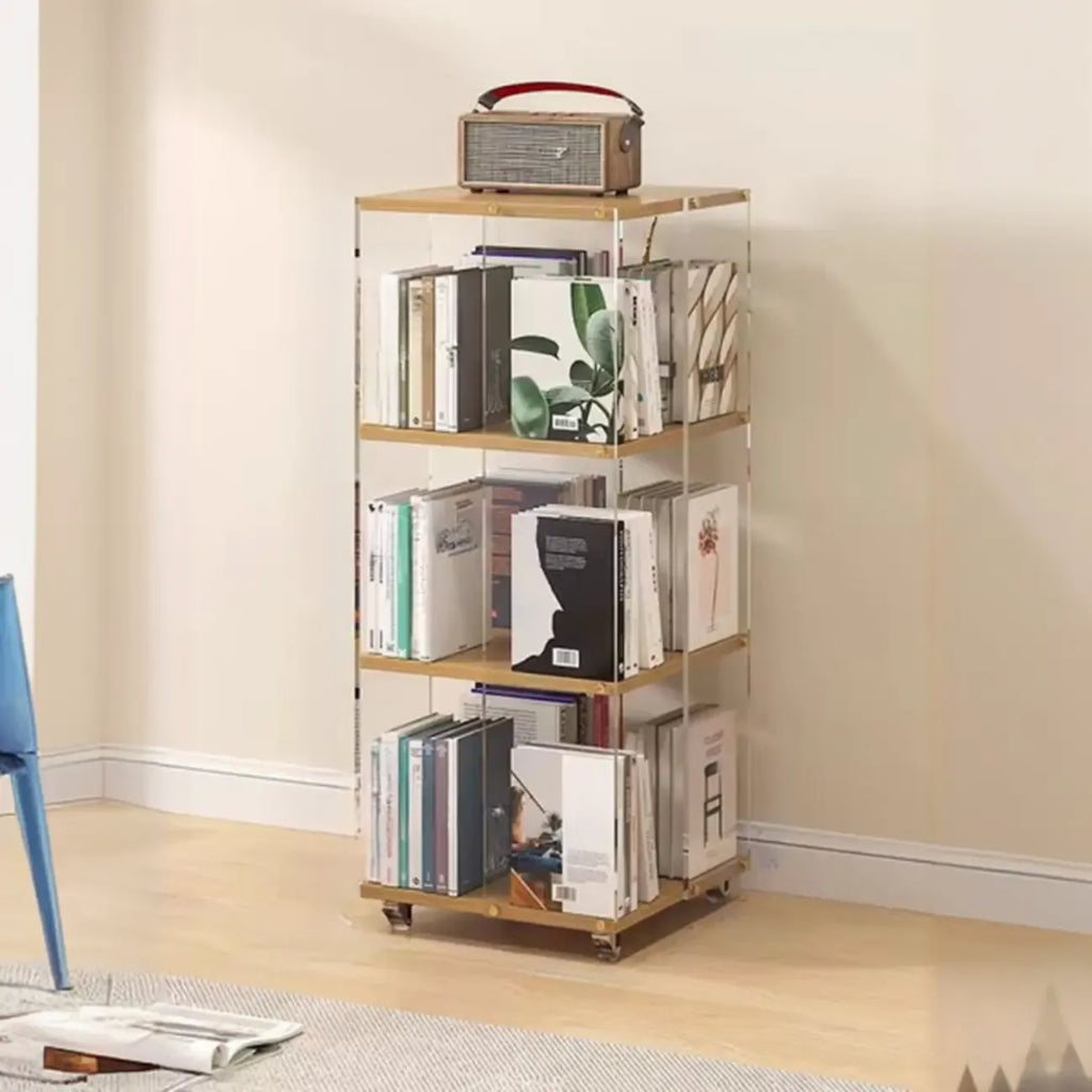 Vertical Lucite Open Back Etagere Narrow Bookshelves