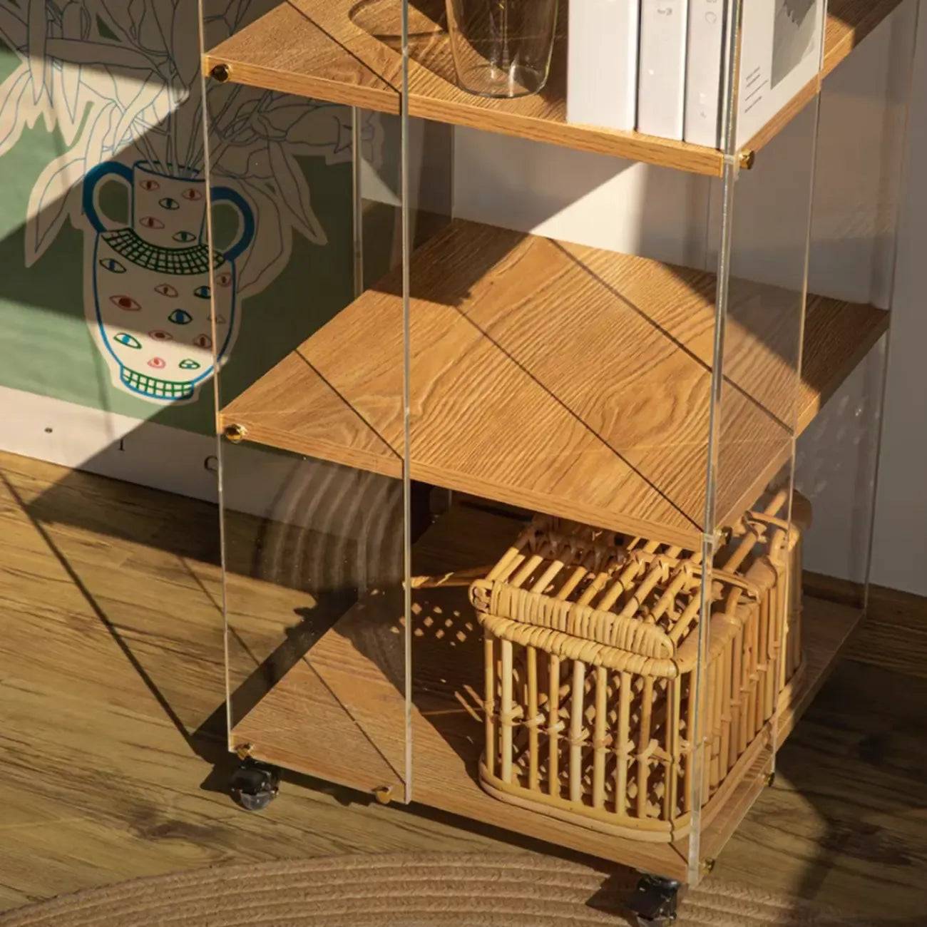 Vertical Lucite Open Back Etagere Narrow Bookshelves